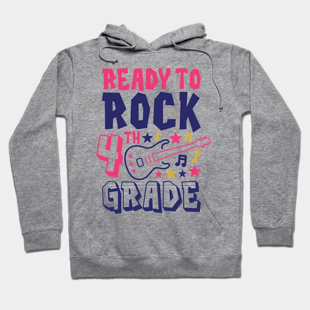 Rocking 4th Grade Funny Kids School Rock Back to School Hoodie by ThreadSupreme